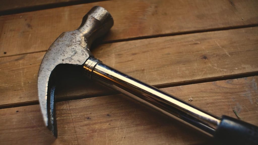 A close-up view of a hammer, a versatile tool used for various construction and DIY tasks.